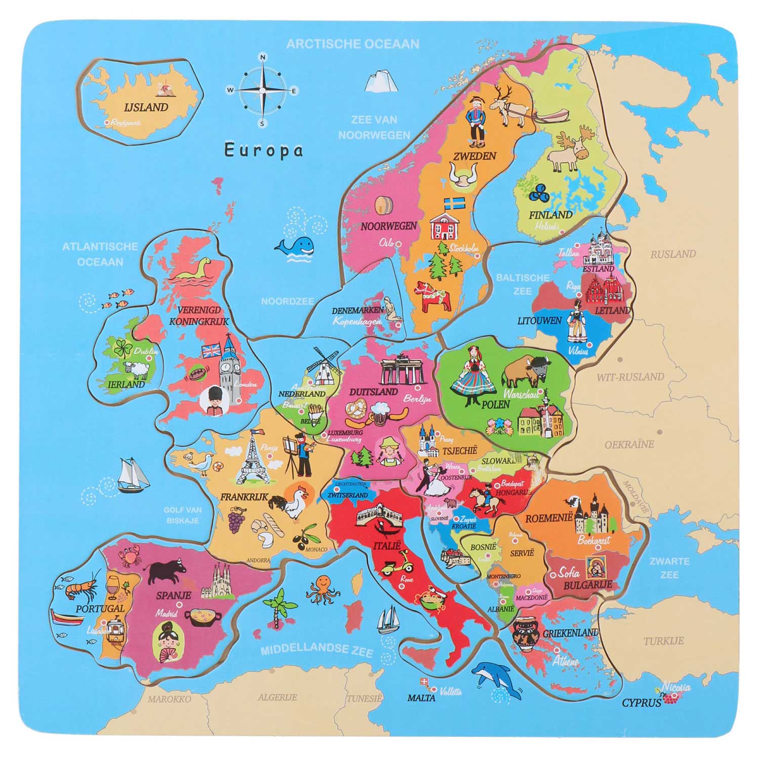 Puzzle din lemn harta Europei | 18 buc
